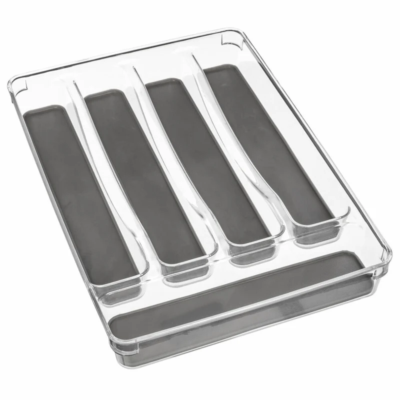 5five Simply Smart Besteckkasten Tidy Smart mit 5 Fächern, PET-Kunststoff, TPE, Grau, 32.5 x 23 cm, 146502
