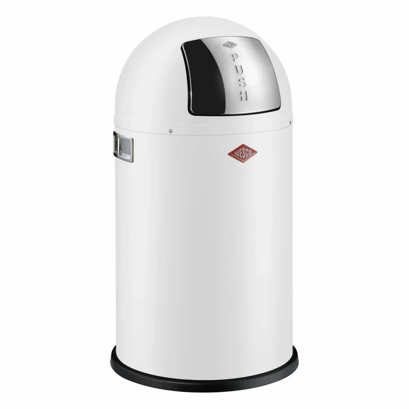 Wesco Abfallsammler Pushboy Junior, Mülleimer, Abfalleimer, Stahlblech, Weiß matt, 22 L, 175531-74