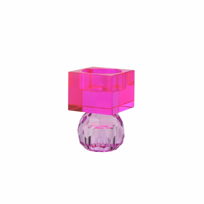 Gift Company Kerzenhalter / Teelichthalter Sari Kugel Cube, Kerzenständer, Glas, Hellila / Pink, H 8 cm, 1163001013