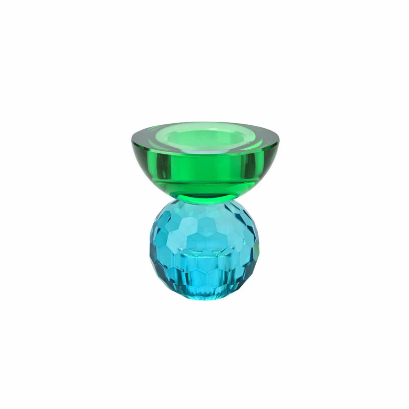 Gift Company Kerzenhalter / Teelichthalter Sari Kugel Cabochon, Kerzenständer, Glas, Blau / Grün, H 9 cm, 1163201008