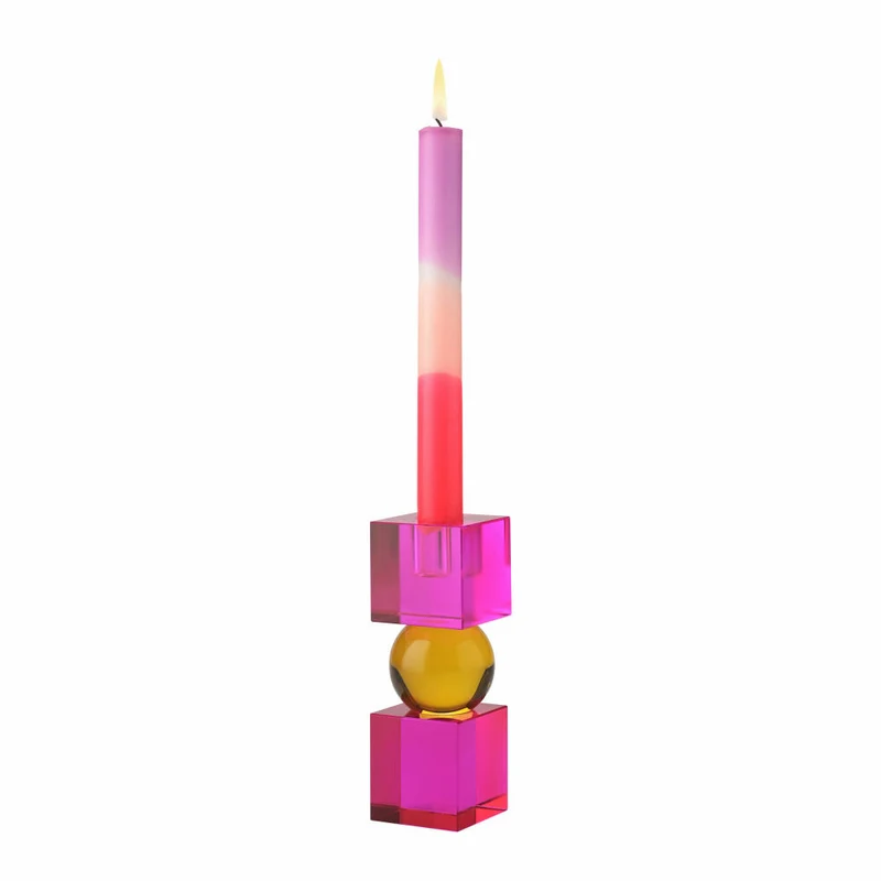 Gift Company Kerzenhalter Sari 2 Cubes, Kerzenständer, Glas, Pink / Orange, H 14 cm, 1163601013