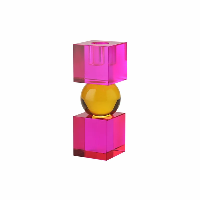 Gift Company Kerzenhalter Sari 2 Cubes, Kerzenständer, Glas, Pink / Orange, H 14 cm, 1163601013