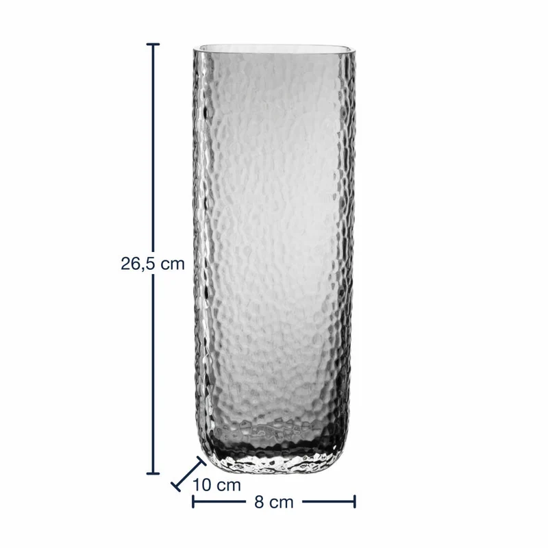 Leonardo Vase Martello, Dekovase, Blumenvase, Glas, Grau, H 26.5 cm, 033199