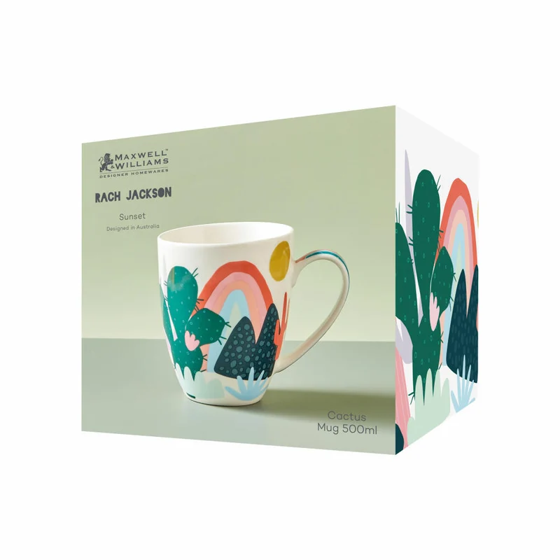 Maxwell & Williams RJ Sunset Becher Kaktus, Kaffeebecher, Teetasse, Tasse, in Geschenkbox, Porzellan, 510 ml, DX1329