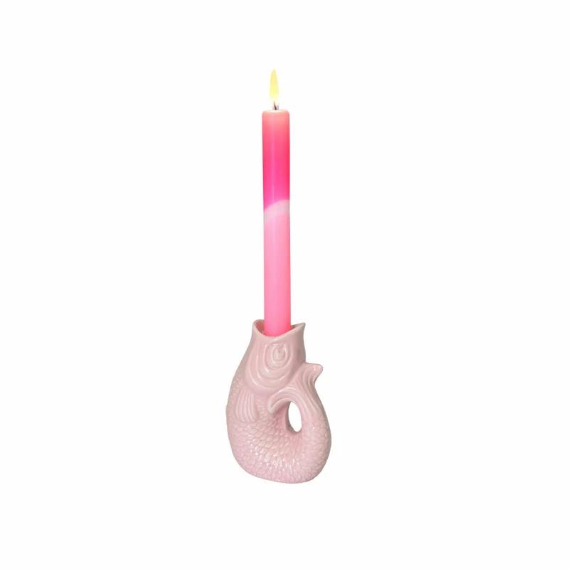 Gift Company Kerzenhalter Monsieur Carafon XS, Kerzenständer in Fisch-Form, Steingut, Sea Pink, H 12.7 cm, 1055302012