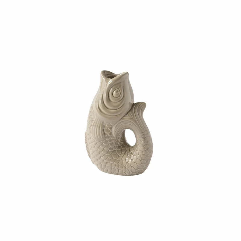 Gift Company Kerzenhalter Monsieur Carafon S, Kerzenständer in Fisch-Form, Steingut, Sandstone, H 16.2, 1055303029