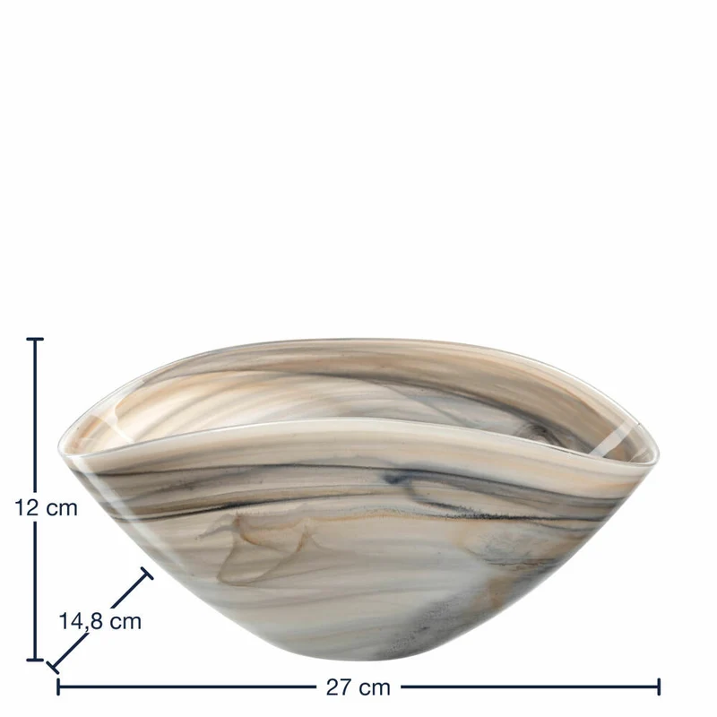 Leonardo Schale Alabastro, Schüssel, Dekoschale, Glas, Beige / Schwarz, 27 x 15 cm, 026793