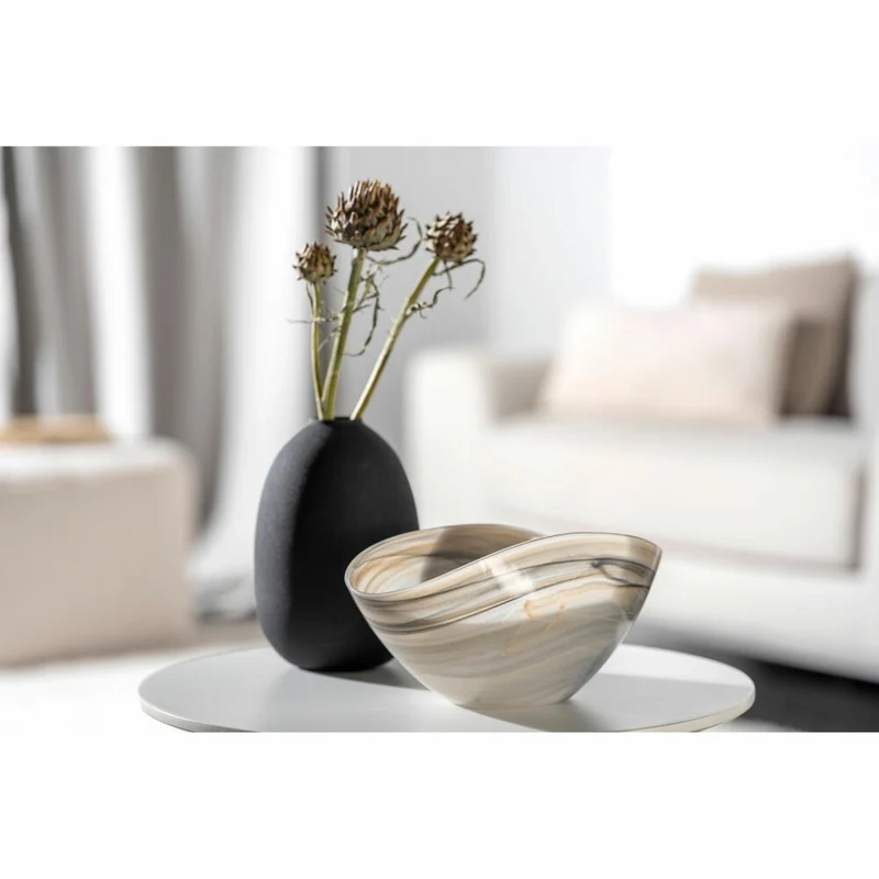 Leonardo Schale Alabastro, Schüssel, Dekoschale, Glas, Beige / Schwarz, 27 x 15 cm, 026793