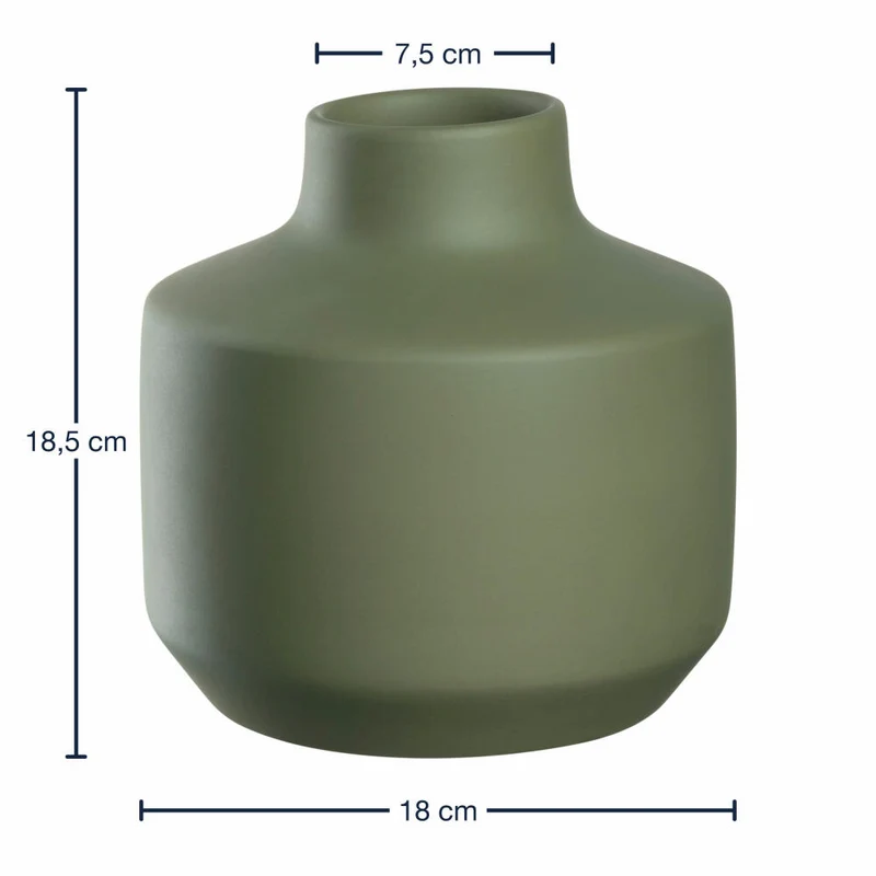 Leonardo Keramikvase Milano, Vase, Blumenvase, Dekovase, Keramik, Grün, H 18.5 cm, 026819