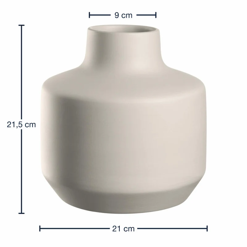 Leonardo Keramikvase Milano, Vase, Blumenvase, Dekovase, Keramik, Creme, H 21.5 cm, 026820