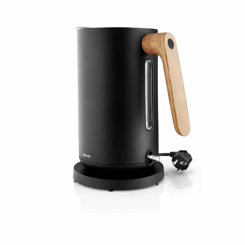 Eva Solo Wasserkocher Nordic Kitchen Black, Wasserkessel, Wasser Kocher, Kunststoff, Eichenholz, Edelstahl, Schwarz, 1.5 L, 502741