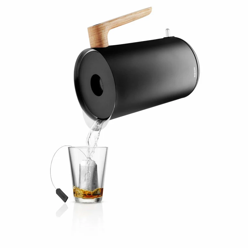 Eva Solo Wasserkocher Nordic Kitchen Black, Wasserkessel, Wasser Kocher, Kunststoff, Eichenholz, Edelstahl, Schwarz, 1.5 L, 502741