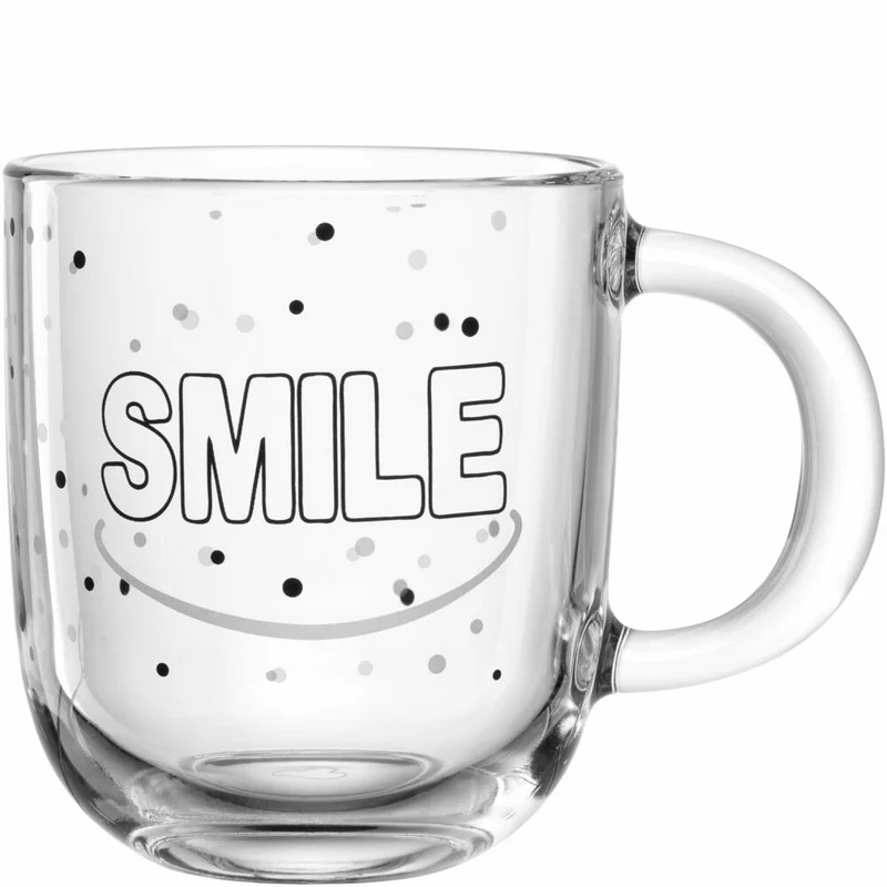 Leonardo Tasse Ufficio Smile, Kaffeetasse, Becher, Glastasse, Kalk-Natron-Glas, 400 ml, 047080