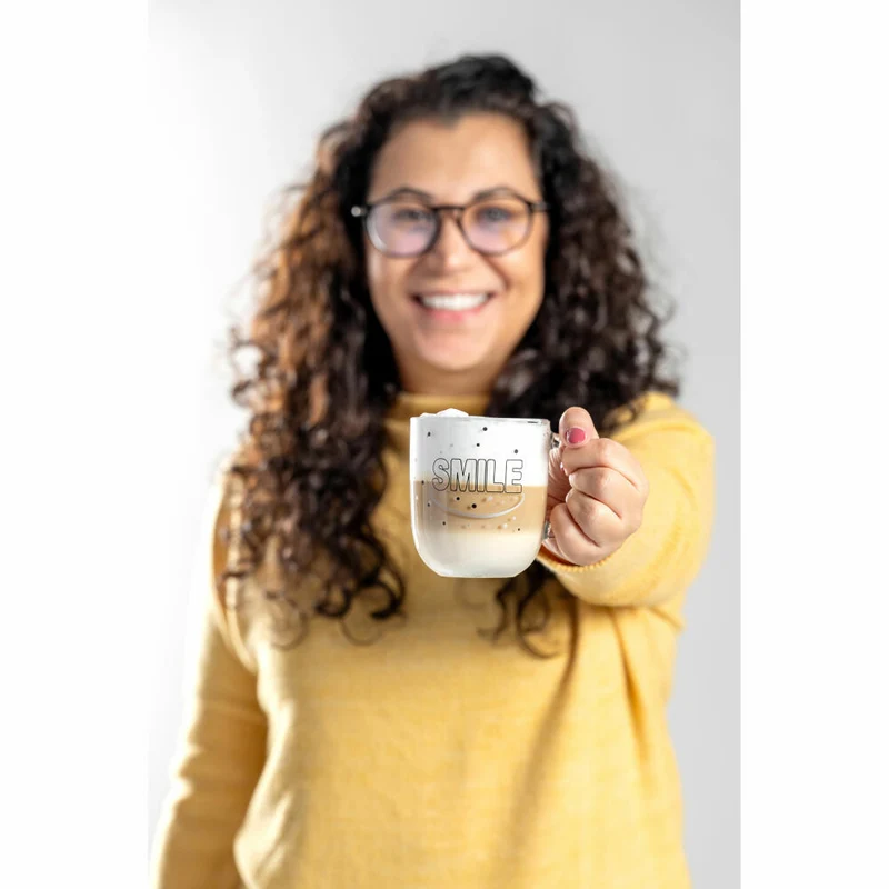 Leonardo Tasse Ufficio Smile, Kaffeetasse, Becher, Glastasse, Kalk-Natron-Glas, 400 ml, 047080