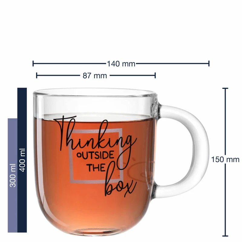 Leonardo Tasse Ufficio Thinking outside the box, Kaffeetasse, Becher, Glastasse, Kalk-Natron-Glas, 400 ml, 047082