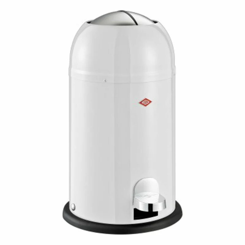 Wesco Mülleimer Kickmaster Junior, Abfallsammler, Tretabfallsammler, Stahlblech, Weiß, 12 L, 180312-01