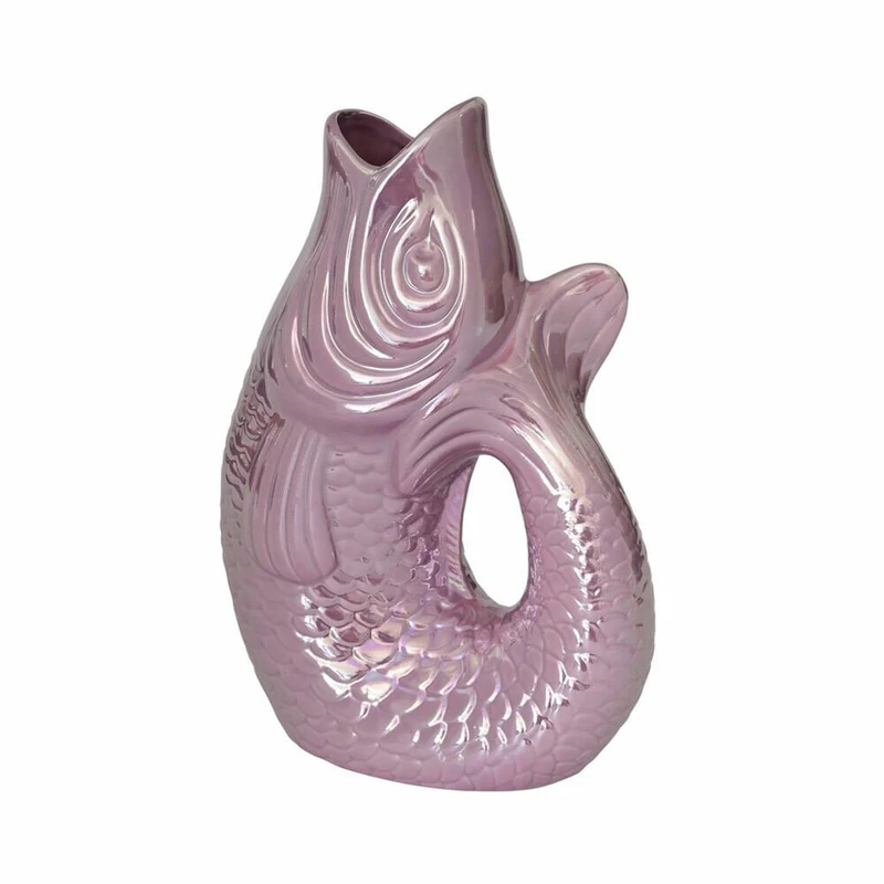 Gift Company Vase Monsieur Carafon L, Dekovase in Fisch-Form, Steingut, Rainbow Violett, 31cm, 1087405091