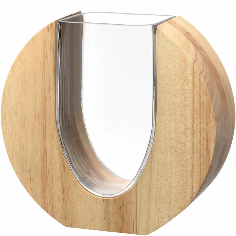 Leonardo Vase Legno, Dekovase, Blumenvase, Tischvase, Glas / Holz, H 19 cm, 025645