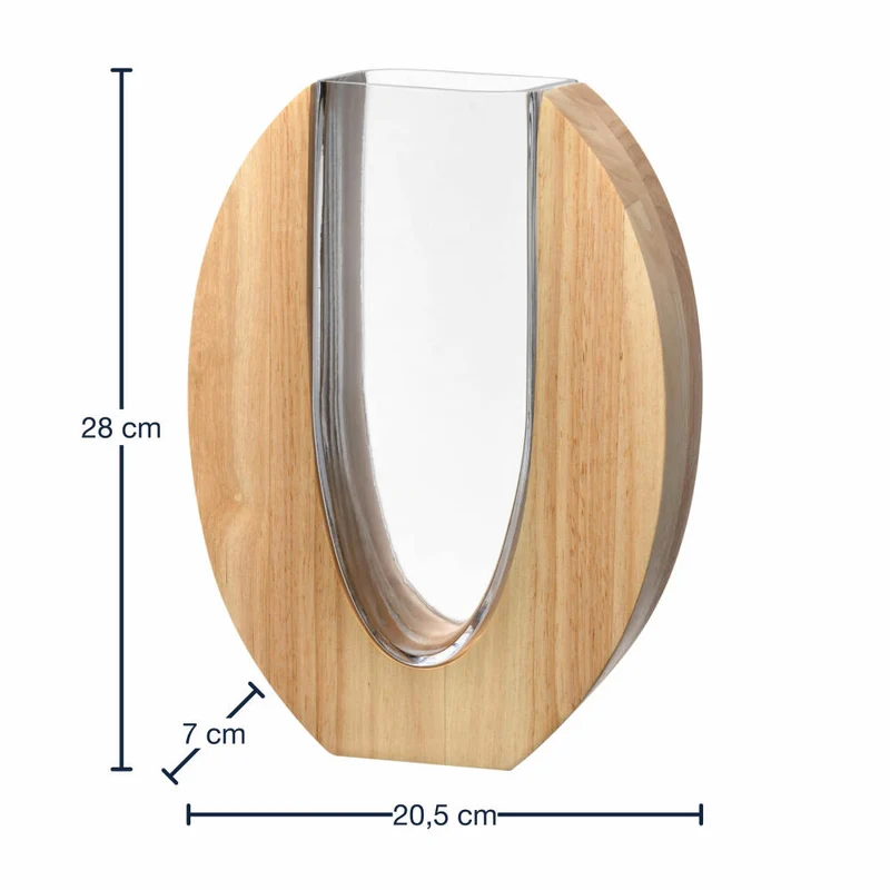 Leonardo Vase Legno, Dekovase, Blumenvase, Tischvase, Glas / Holz, H 28 cm, 025655
