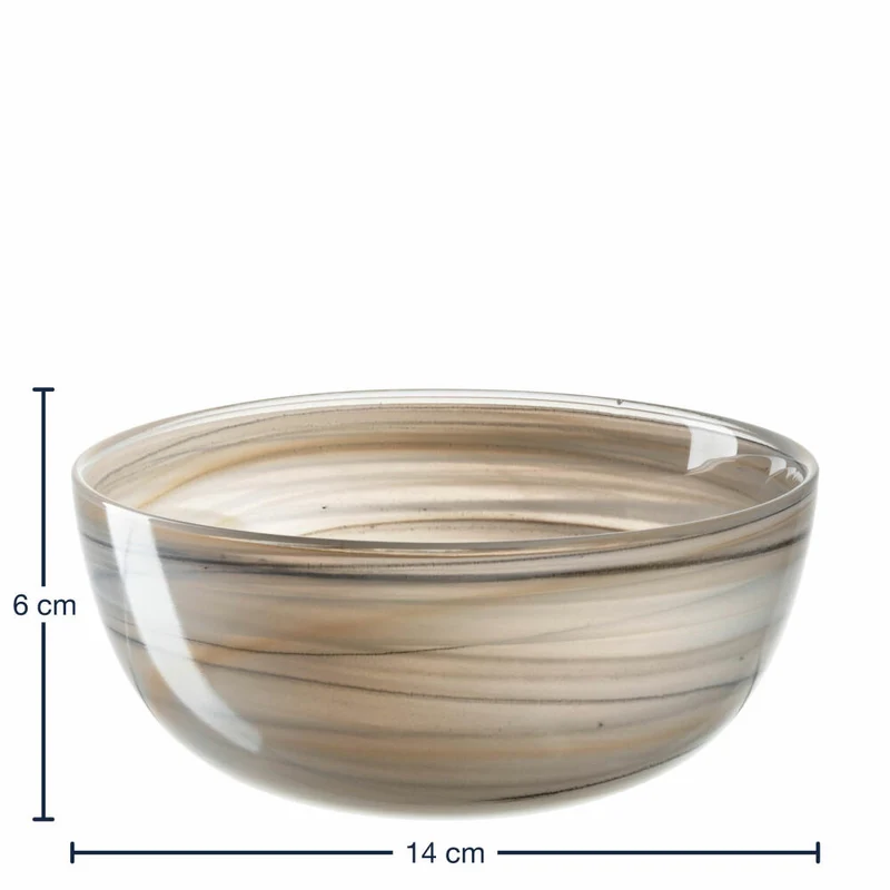 Leonardo Schale Alabastro, Schüssel, Dekoschale, Glas, Beige / Schwarz, Ø 14 cm, 026786