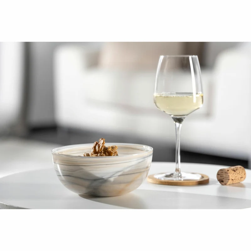 Leonardo Schale Alabastro, Schüssel, Dekoschale, Glas, Beige / Schwarz, Ø 14 cm, 026786