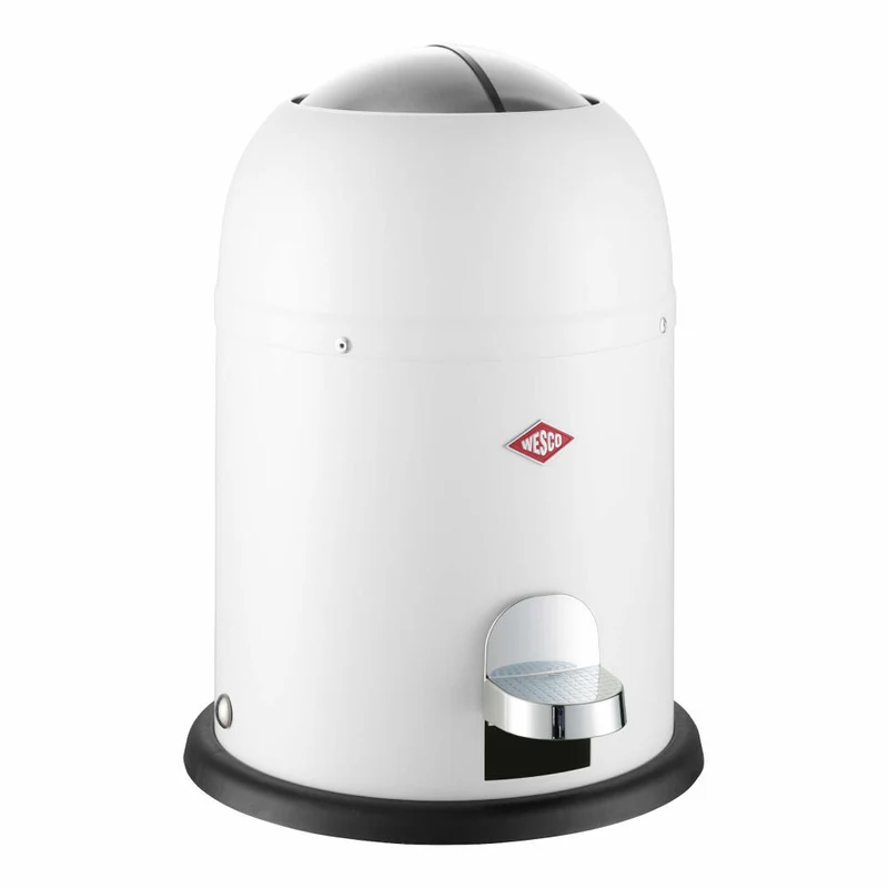 Wesco Mini Master Kosmetik-Treteimer, Abfalleimer, Mülleimer, Kosmetikeimer, Stahlblech, Weiß Matt, 6 L, 180112-74