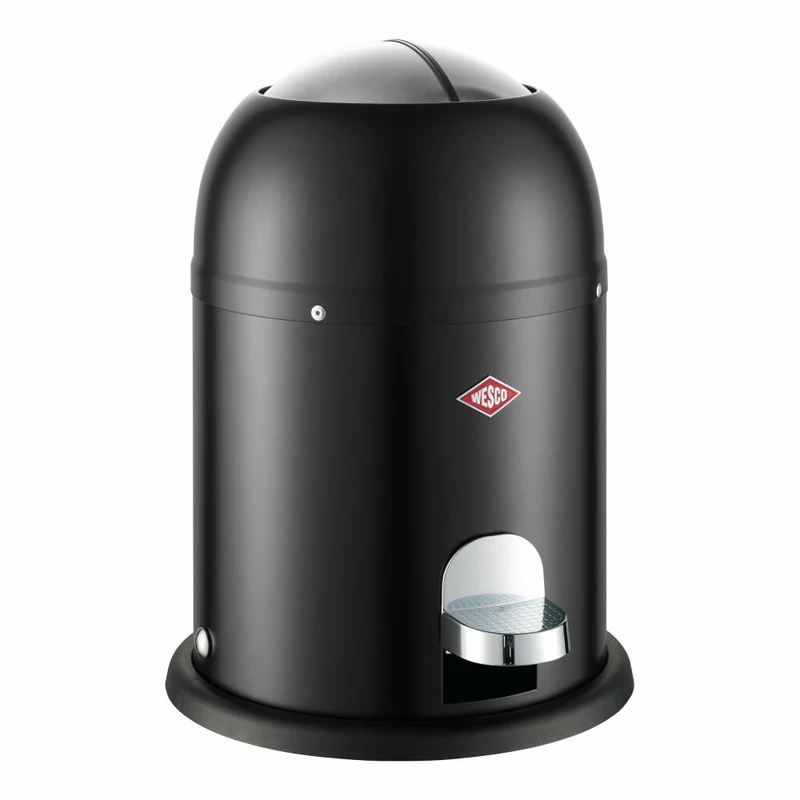 Wesco Mini Master Kosmetik-Treteimer, Abfalleimer, Mülleimer, Kosmetikeimer, Stahlblech, Schwarz Matt, 6 L, 180112-73