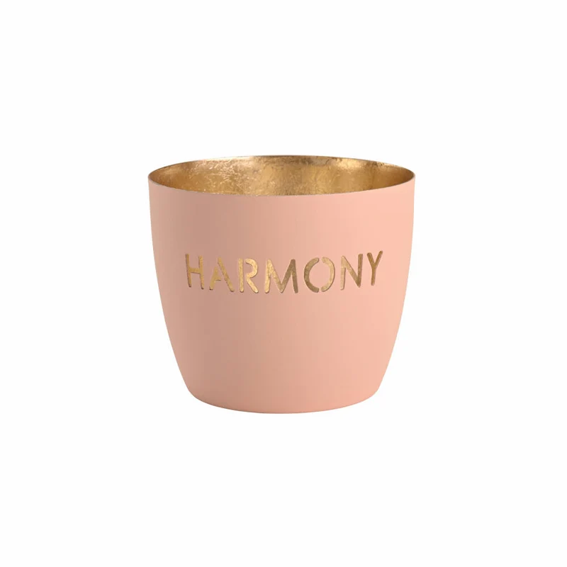 Gift Company Windlicht Madras Harmony M, Teelichthalter, Kerzenhalter, Eisen, Pastellrosa / Gold, H 8.5 cm, 1144904076