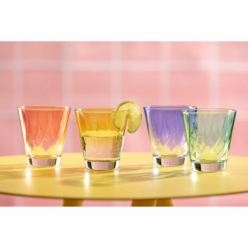 Leonardo Trinkglas Twist, Wasserglas, Saftglas, Kalk-Natron-Glas, Gelb, 215 ml, 046966