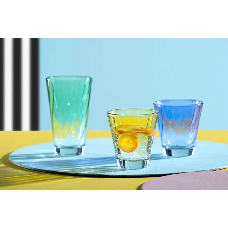 Leonardo Trinkglas Twist, Wasserglas, Saftglas, Kalk-Natron-Glas, Blau, 215 ml, 046967