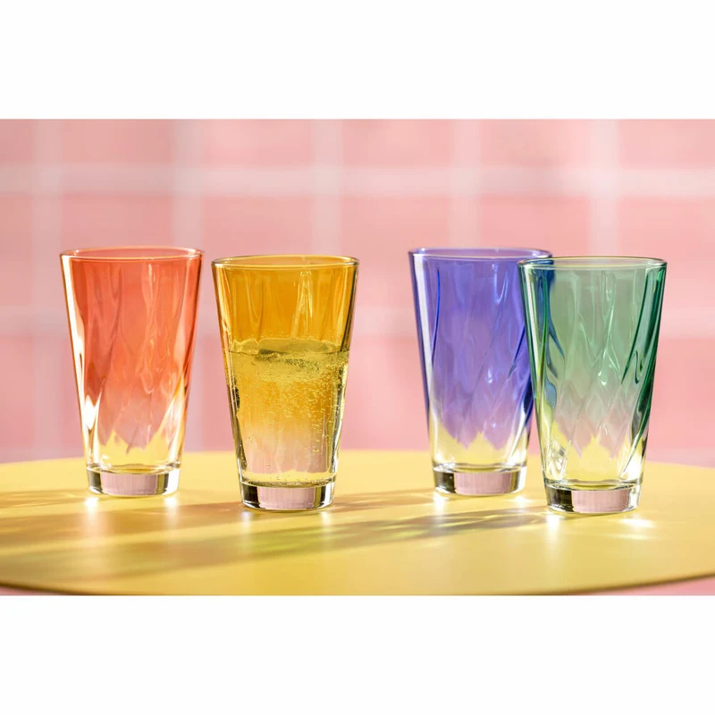 Leonardo Trinkglas Twist, Wasserglas, Saftglas, Kalk-Natron-Glas, Rot, 300 ml, 046973