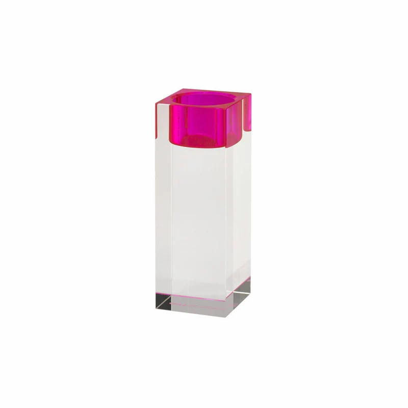 Gift Company Teelichthalter Sari L, Kerzenhalter, Dekolicht, Kristallglas, Pink / Transparent, H 13.6 cm, 1127505013