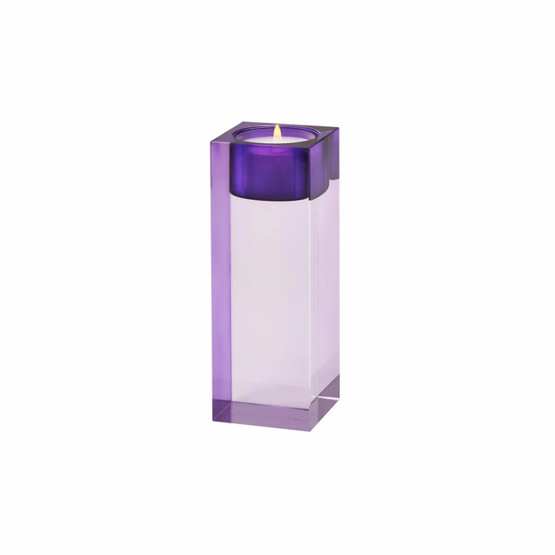 Gift Company Teelichthalter Sari L, Kerzenhalter, Dekolicht, Kristallglas, Lila / Flieder, H 13.6 cm, 1127505014
