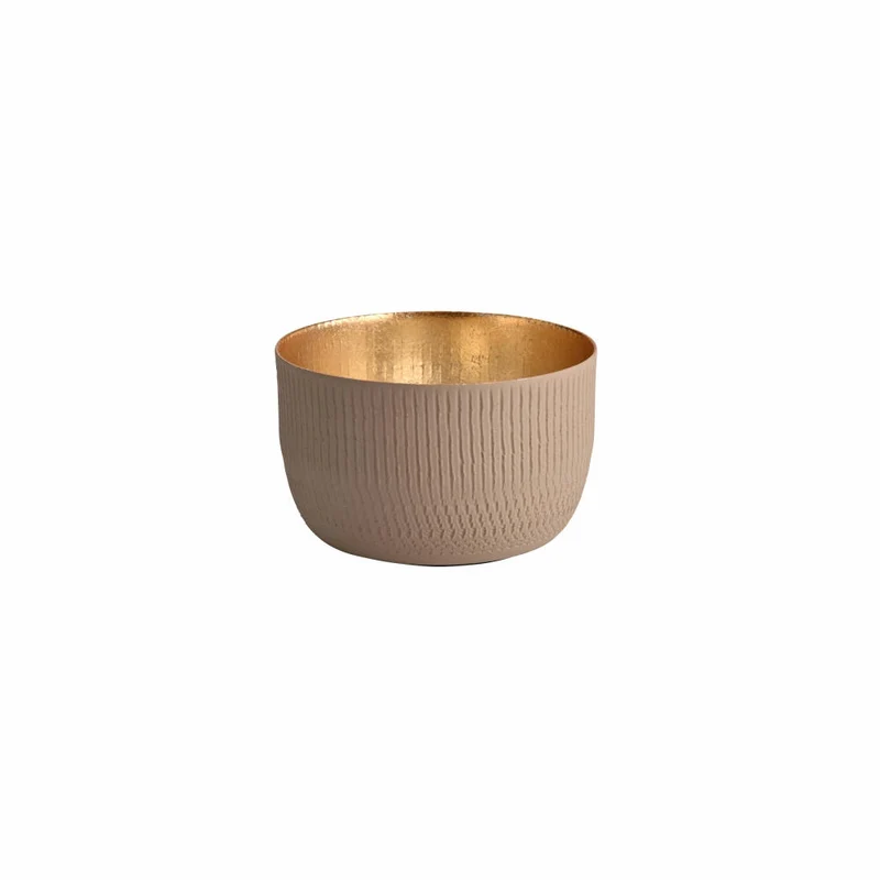 Gift Company Windlicht Madras S, Teelichthalter, Kerzenhalter, Eisen, Struktur matt, Sandstone / Gold, H 5 cm, 1148903029