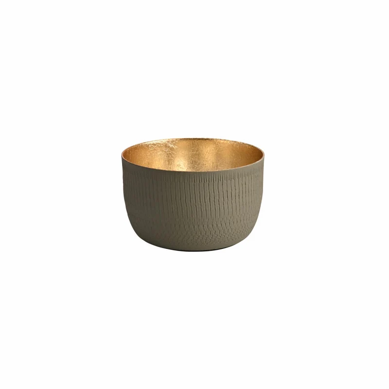 Gift Company Windlicht Madras S, Teelichthalter, Kerzenhalter, Eisen, Struktur matt, Olive / Gold, H 5 cm, 1148903051