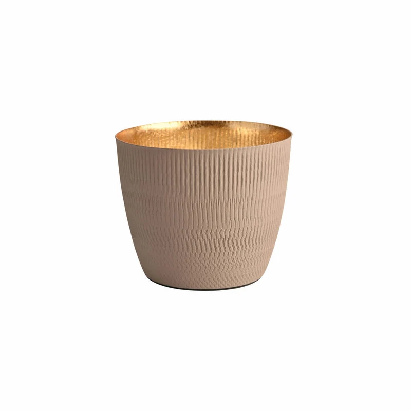 Gift Company Windlicht Madras M, Teelichthalter, Kerzenhalter, Eisen, Struktur matt, Sandstone / Gold, H 8.5 cm, 1148904029