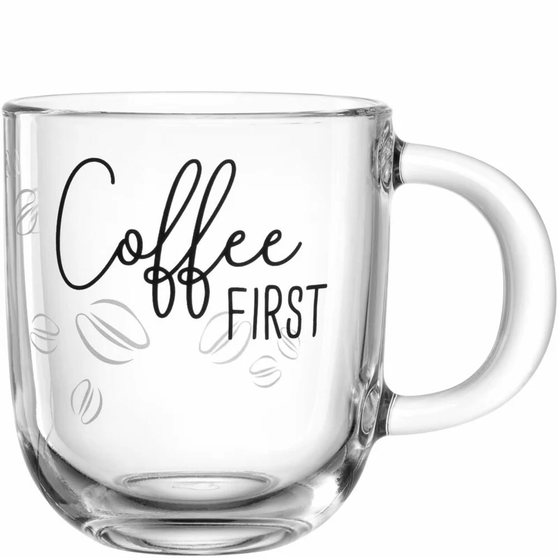 Leonardo Tasse Ufficio Coffee First, Kaffeetasse, Becher, Glastasse, Kalk-Natron-Glas, 400 ml, 047077