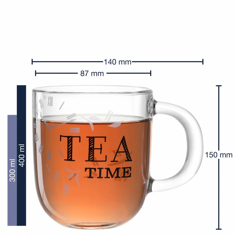 Leonardo Tasse Ufficio Tea Time, Kaffeetasse, Becher, Glastasse, Kalk-Natron-Glas, 400 ml, 047078