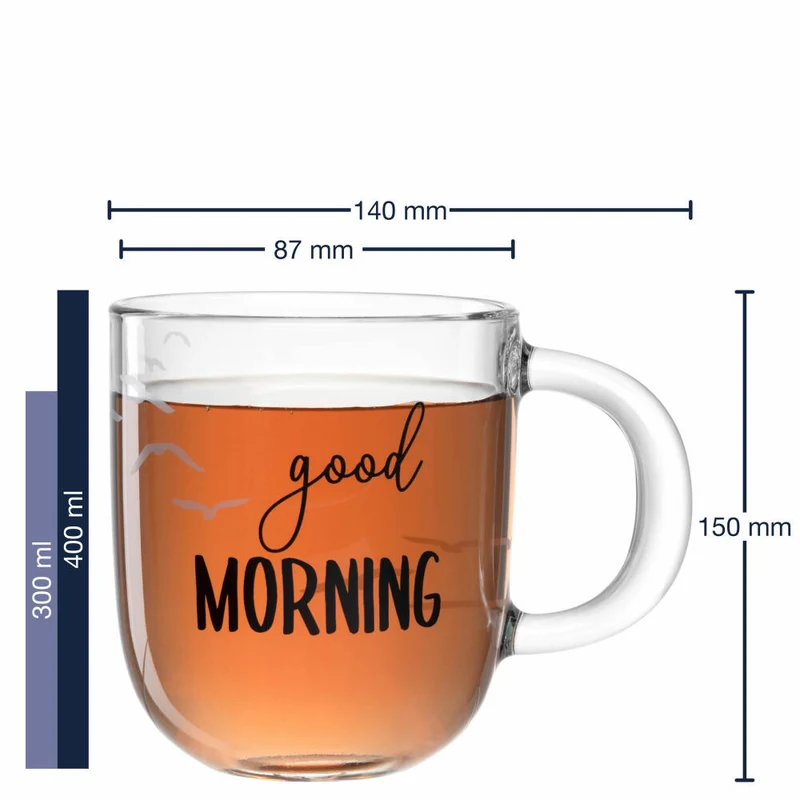 Leonardo Tasse Ufficio good Morning, Kaffeetasse, Becher, Glastasse, Kalk-Natron-Glas, 400 ml, 047079