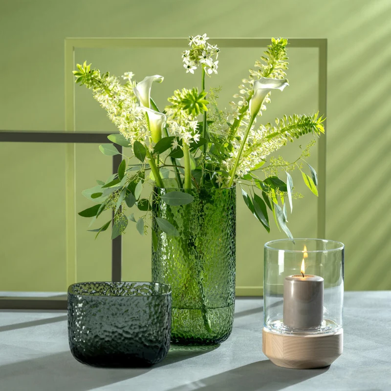 Leonardo Vase Martello, Dekovase, Blumenvase, Pflanzschale, Glas, Grau, H 13 cm, 033197