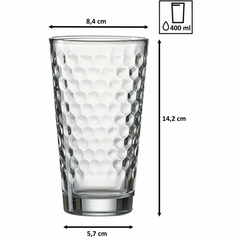 Ritzenhoff & Breker Favo Longdrinkgläser, 6er Set, Longdrinkglas, Trinkglas, Wasserglas, Klar, 350 ml, 319323