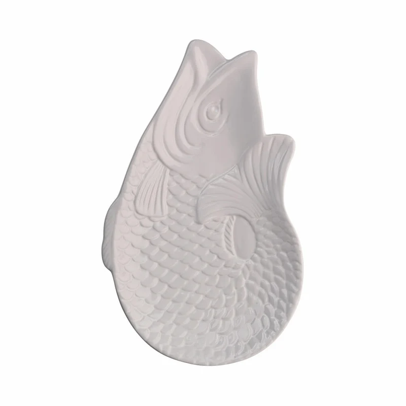 Gift Company Dekoteller Monsieur Carafon M, Teller in Fisch-Form, Steingut, Weiß, 25.3 x 16 cm, 1151304001