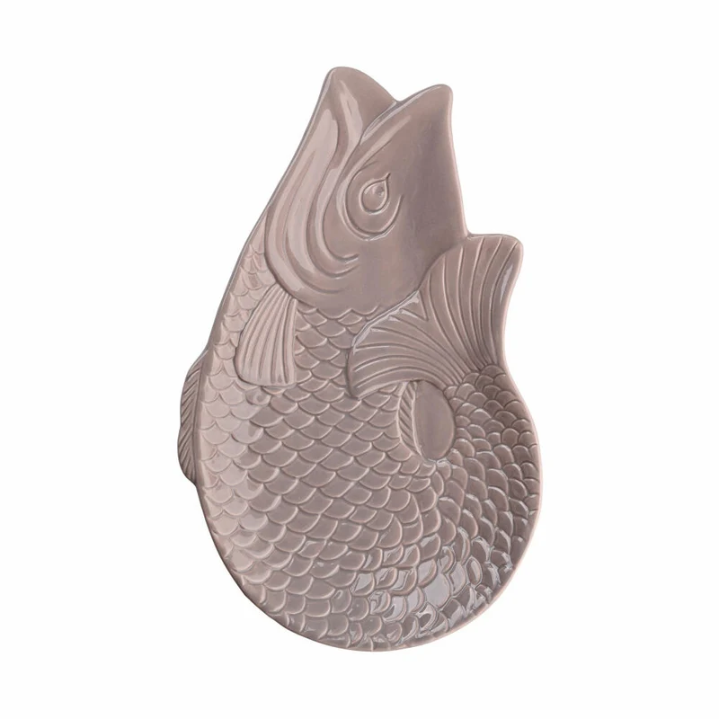 Gift Company Dekoteller Monsieur Carafon M, Teller in Fisch-Form, Steingut, Sandstone, 25.3 x 16 cm, 1151304029