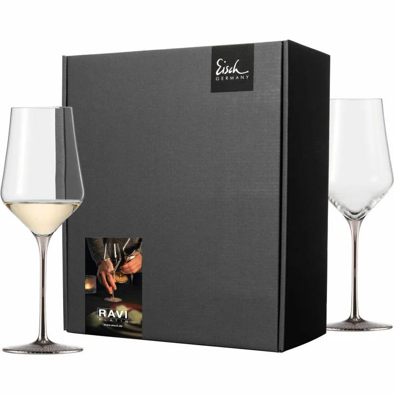 Eisch Weissweingläser Ravi Platin, 2er Set, Weißweinglas, Weinglas, Kristallglas, 380 ml, 75851830