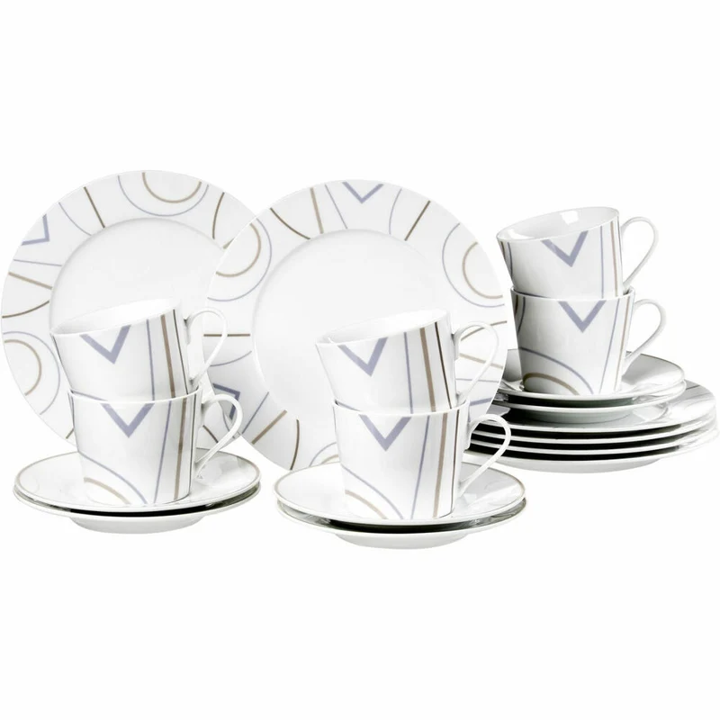 Ritzenhoff & Breker Graphic Kaffeeservice, 18-tlg., Geschirrset, Kaffee Service, Porzellan, Weiß, 422689
