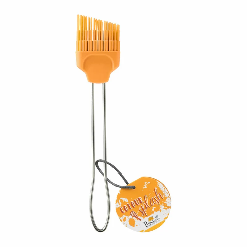Birkmann Silikonpinsel Colour Splash, groß, Backpinsel, Silikonkopf mit Edelstahlgriff, Orange, 4 cm, 421837