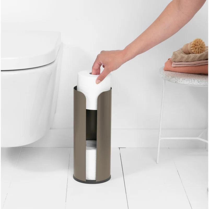 Brabantia Toilettenpapierständer ReNew, Ersatzrollenhalter, Klopapierhalter, WC-Ständer, Stahl, Platinum, 280542