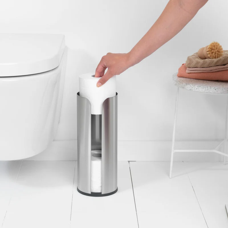 Brabantia Toilettenpapierständer ReNew, Ersatzrollenhalter, Klopapierhalter, WC-Ständer, Stahl, Matt Steel, 280566