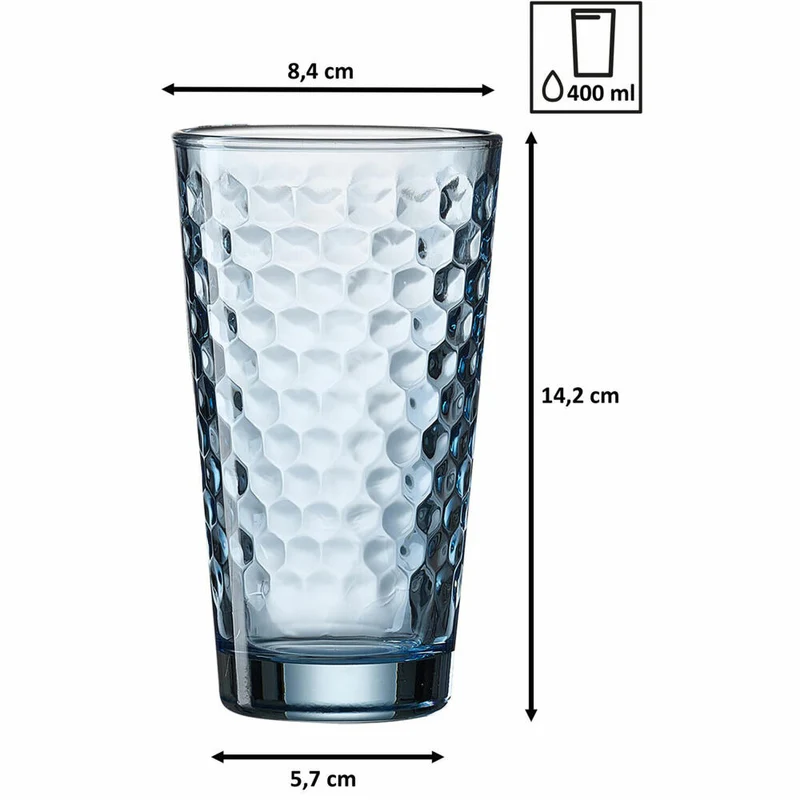 Ritzenhoff & Breker Favo Longdrinkgläser, 6er Set, Longdrinkglas, Trinkglas, Wasserglas, Blau, 350 ml, 319354
