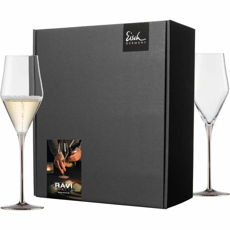 Eisch Champagnergläser Ravi Platin, 2er Set, Champagnerglas, Glas, Kristallglas, 260 ml, 75851870